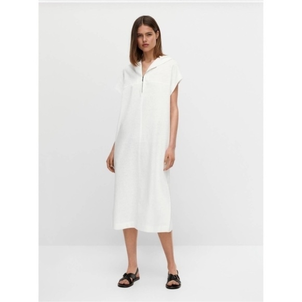 Massimo Dutti White Midi Dress with Hood